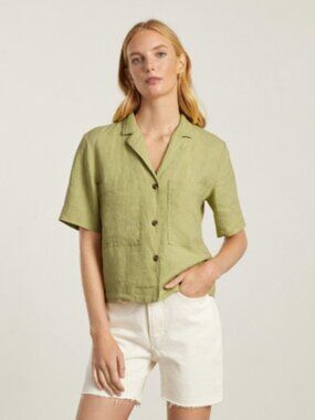 Everlane Relaxed Buttoned Front 100% linen Slight Crop Shirt. L